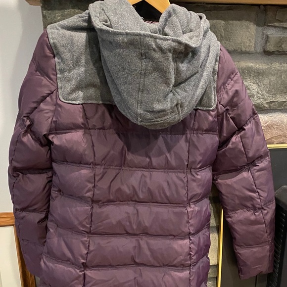 Long purple & grey winter coat jacket parka puffer - Picture 10 of 13